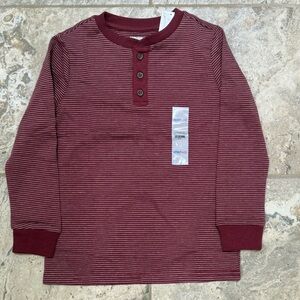 NWT 365 Kids Size 5T Burgundy Striped Kids Henley Shirt